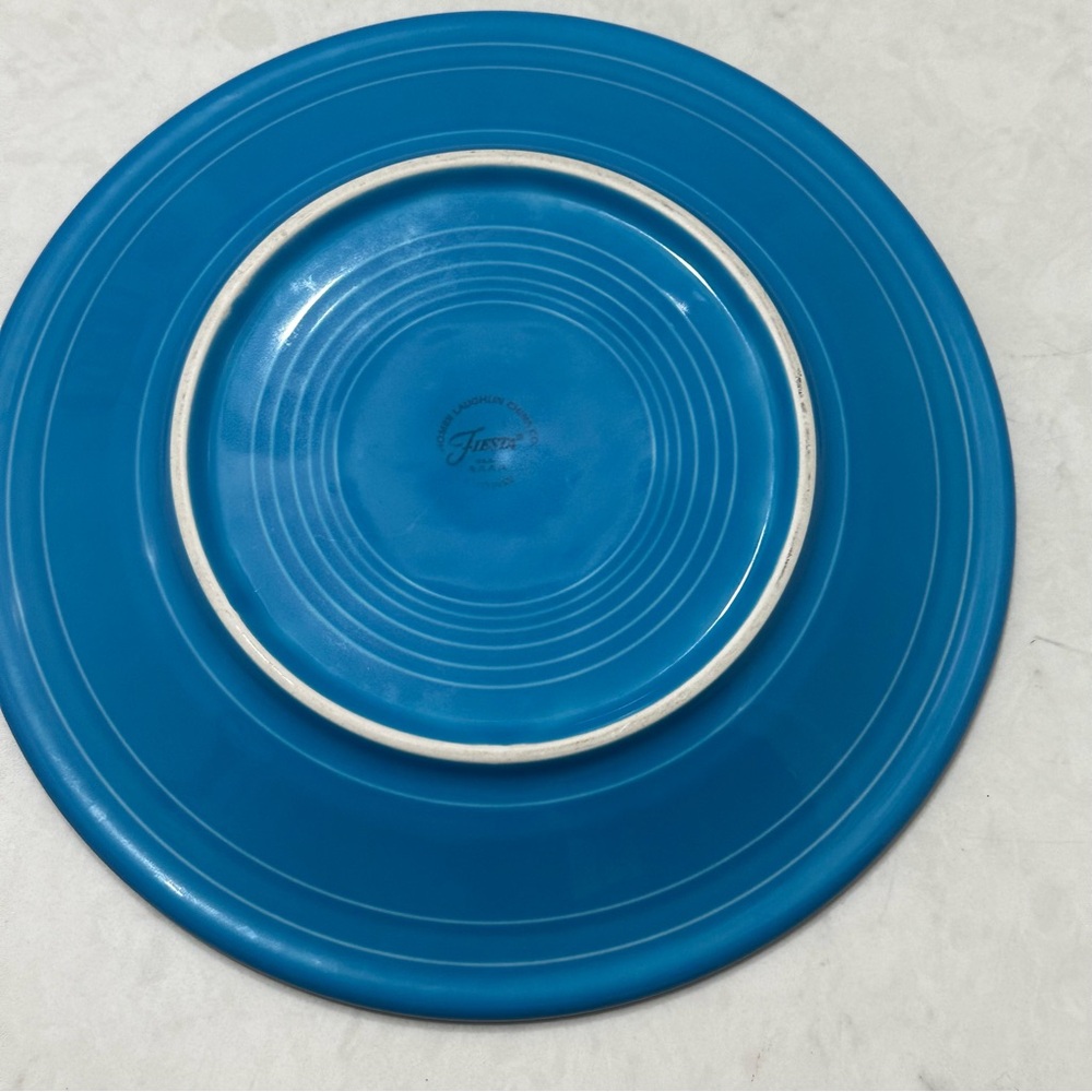 Homer Laughlin Fiestaware Turquoise Blue Dinner Plate Lead Free Made in USA 10.5 - Picture 6 of 9